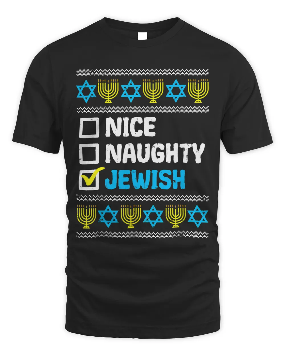Nice Naughty Jewish Ugly Hanukkah Sweater Chanukah Jew 334