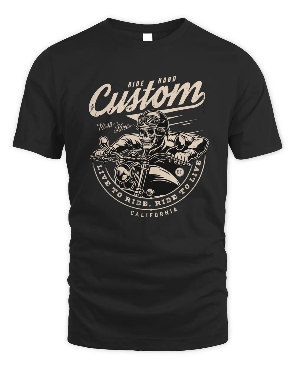 Ride Hard Custom Road King Unisex Standard T-Shirt black s