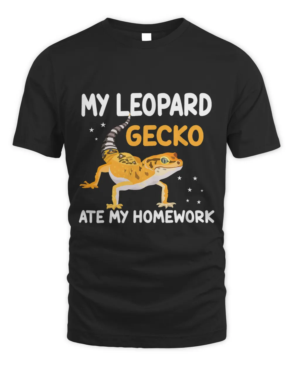 My Leopard Gecko Ate My Homework Reptile Littele Lizard Unisex Standard T-Shirt black s