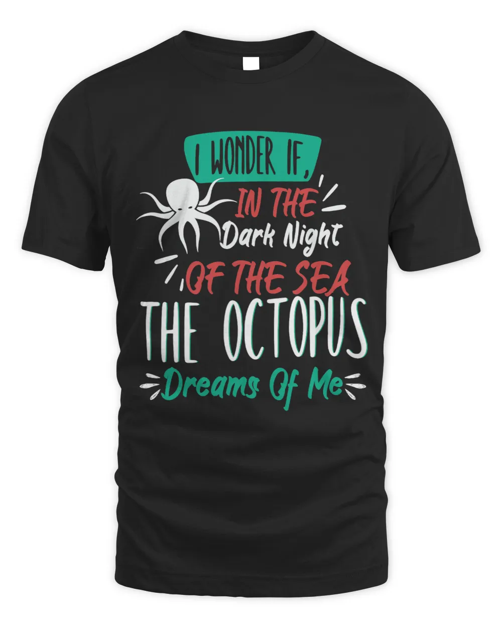 I Wonder If The Octopus Dreams Of Me Kraken Lovers Unisex Standard T-Shirt black s