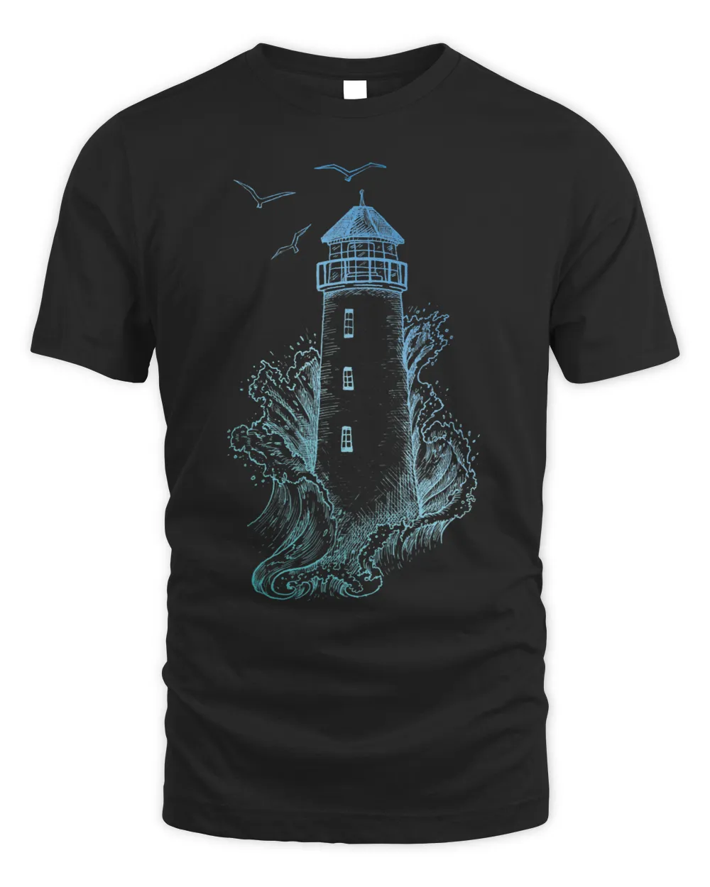 Lighthouse Pharos Wave and Möve Tee Unisex Standard T-Shirt black s