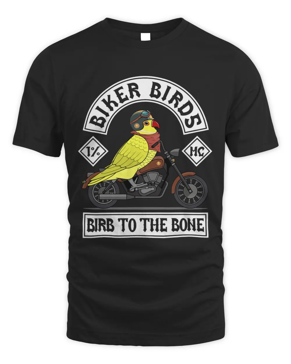 Biker Birds I Birb To The Bone I Yellow Indian Ringneck