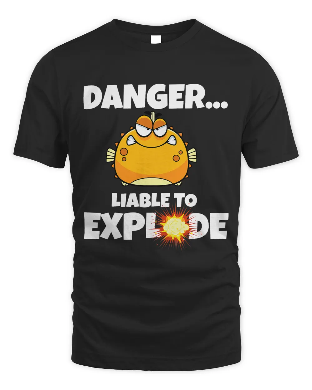 Blowfish Tshirt Danger Liable to Explode Funny Puffer Fish