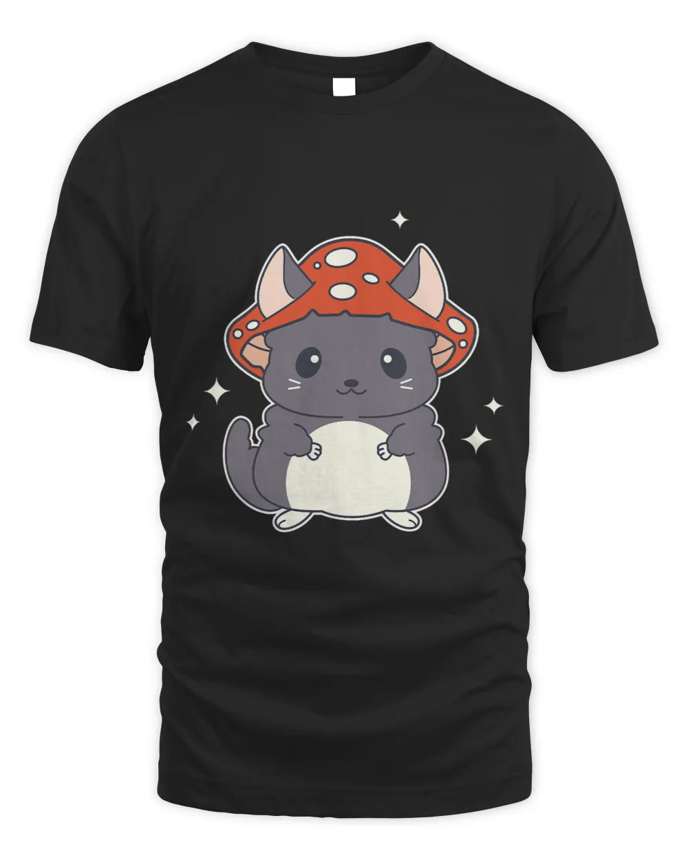 Aesthetic Chinchilla with Mushroom Hat Cute Cottagecore