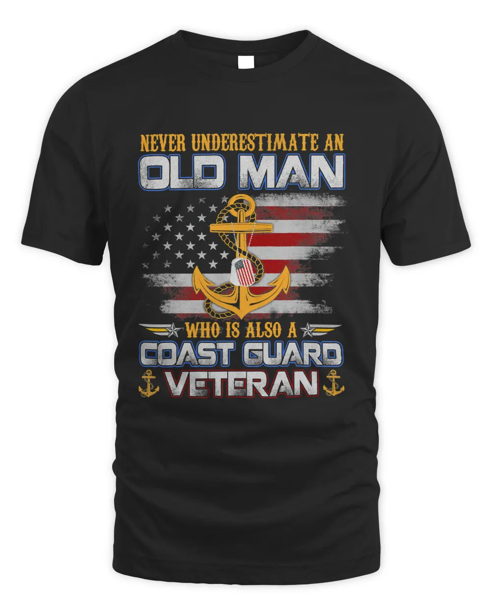 Never Underestimate Old Man U.S. Coast Guard Veteran Flag 189