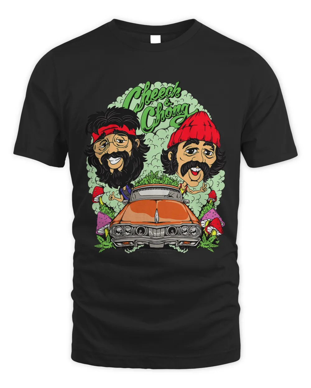 Cheech Chong Driving Having A Trip Cartoon Style