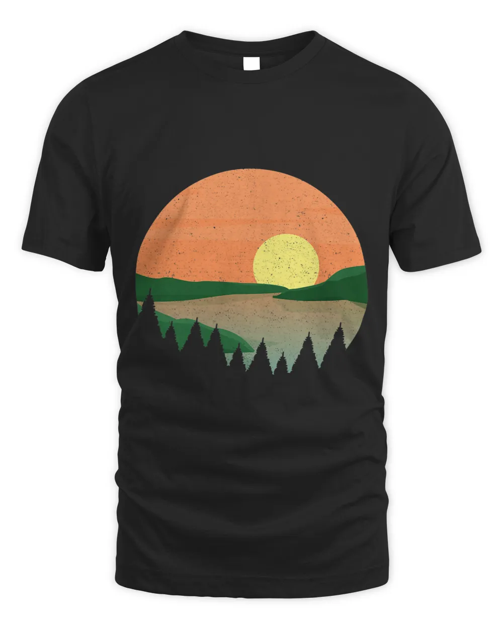 Beautiful natural landscape for camping with retro sunrise