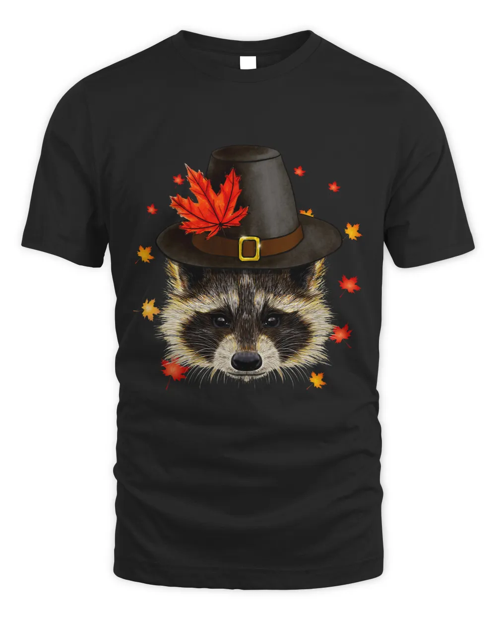 Pilgrim Raccoon Face Maple Leaf Fall Vibes Thanksgiving Day 531