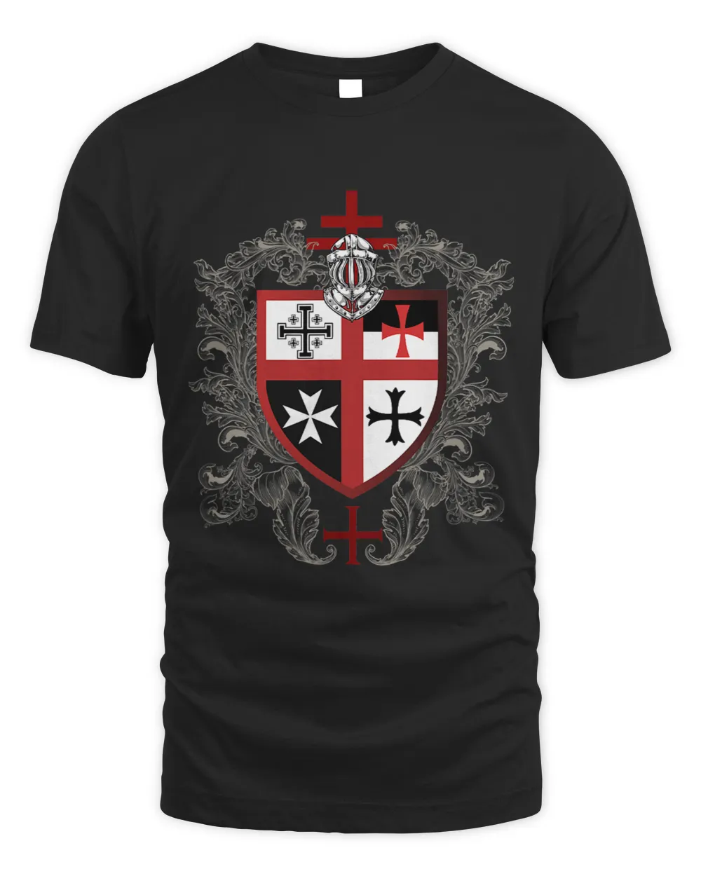 Knights Templar Crusader Cross Medieval Order Treasure Ring Unisex Standard T-Shirt black s