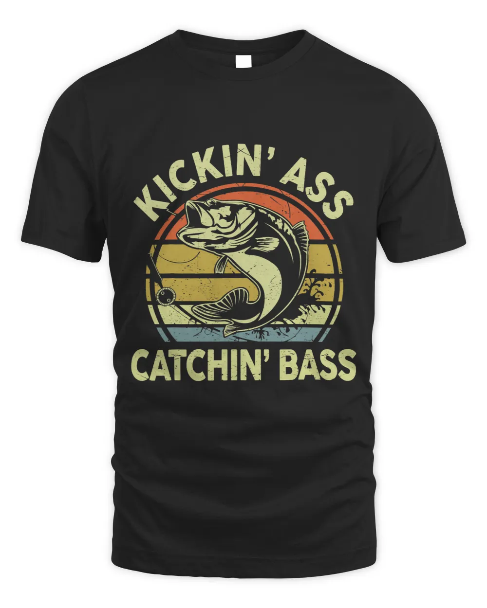 Mens FishingShirt Kicking Ass Catching Bass Bass Fish Funny Dad