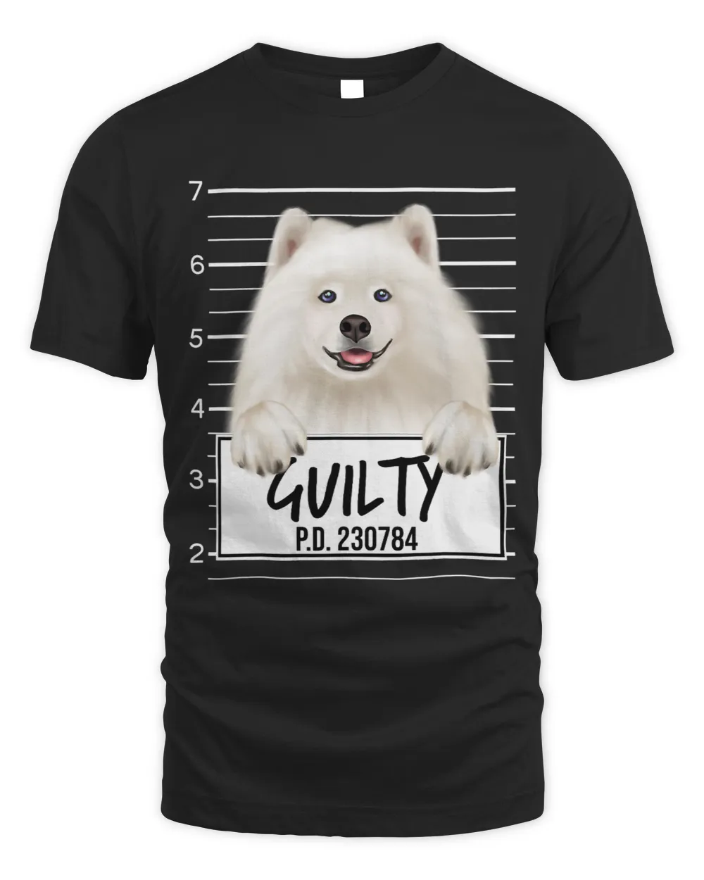 Funny Samoyed Mugshot Guilty Dog