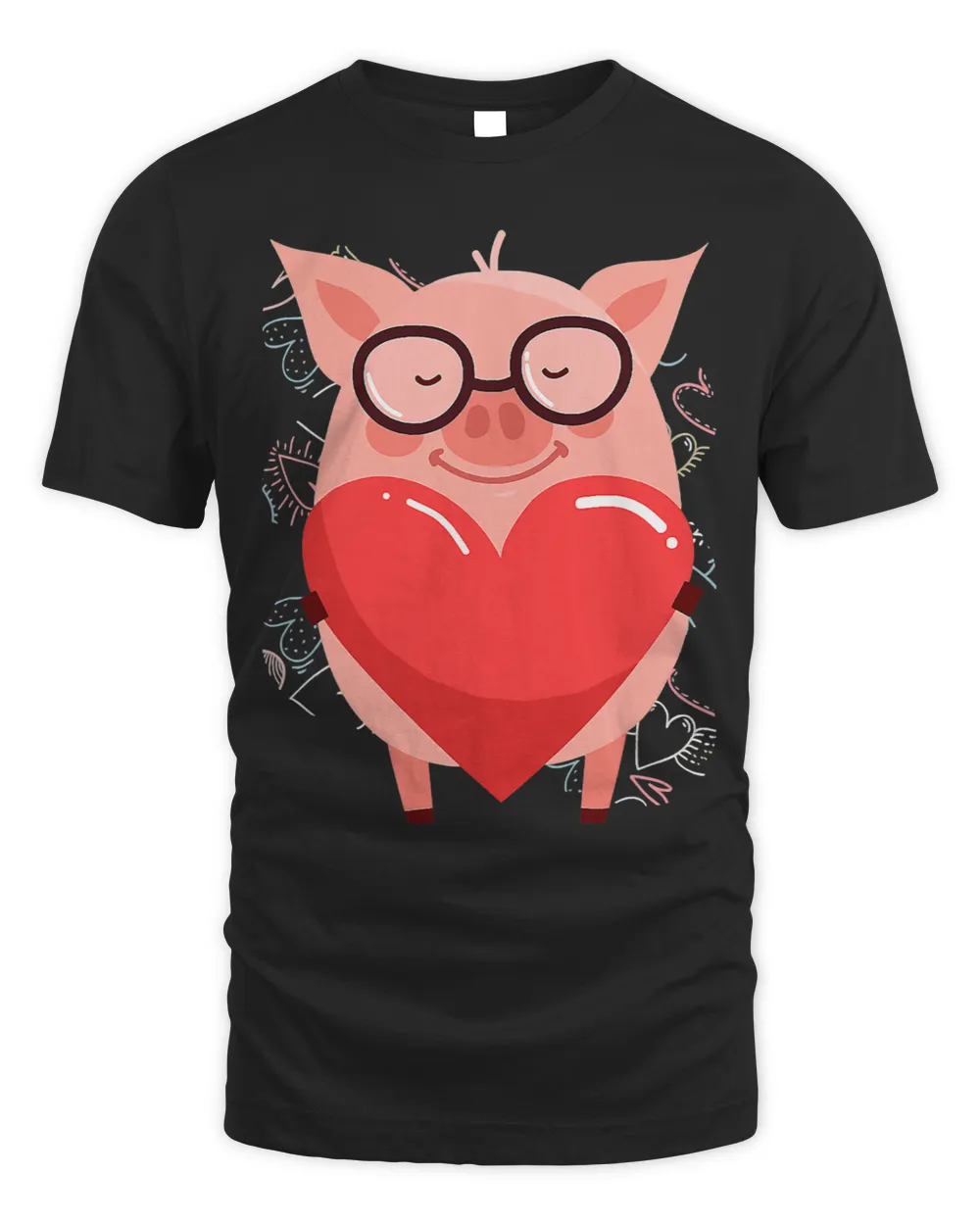 Valentines Day Shirt Cute Pink Pig With Hearts
