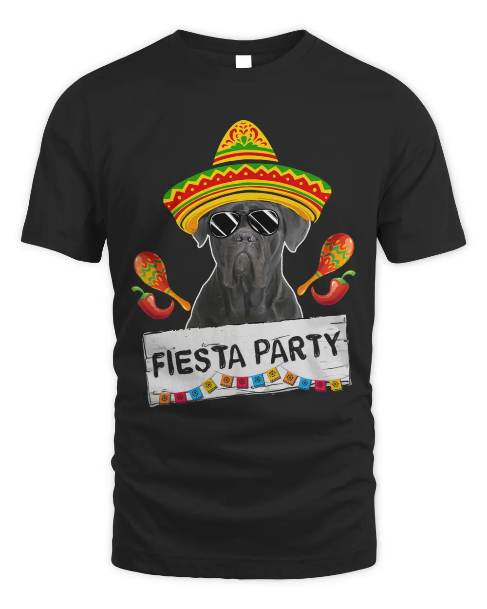 Funny Party Cute Cane Corso Dog Wearing Sombrero Sunglasses