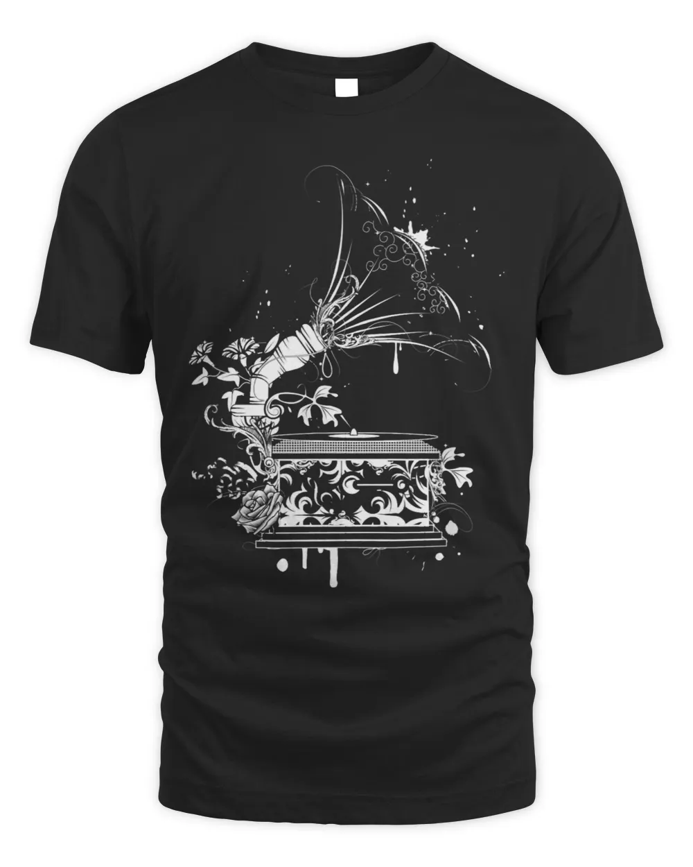 Drawing of a nostalgic grammophone Unisex Standard T-Shirt black s