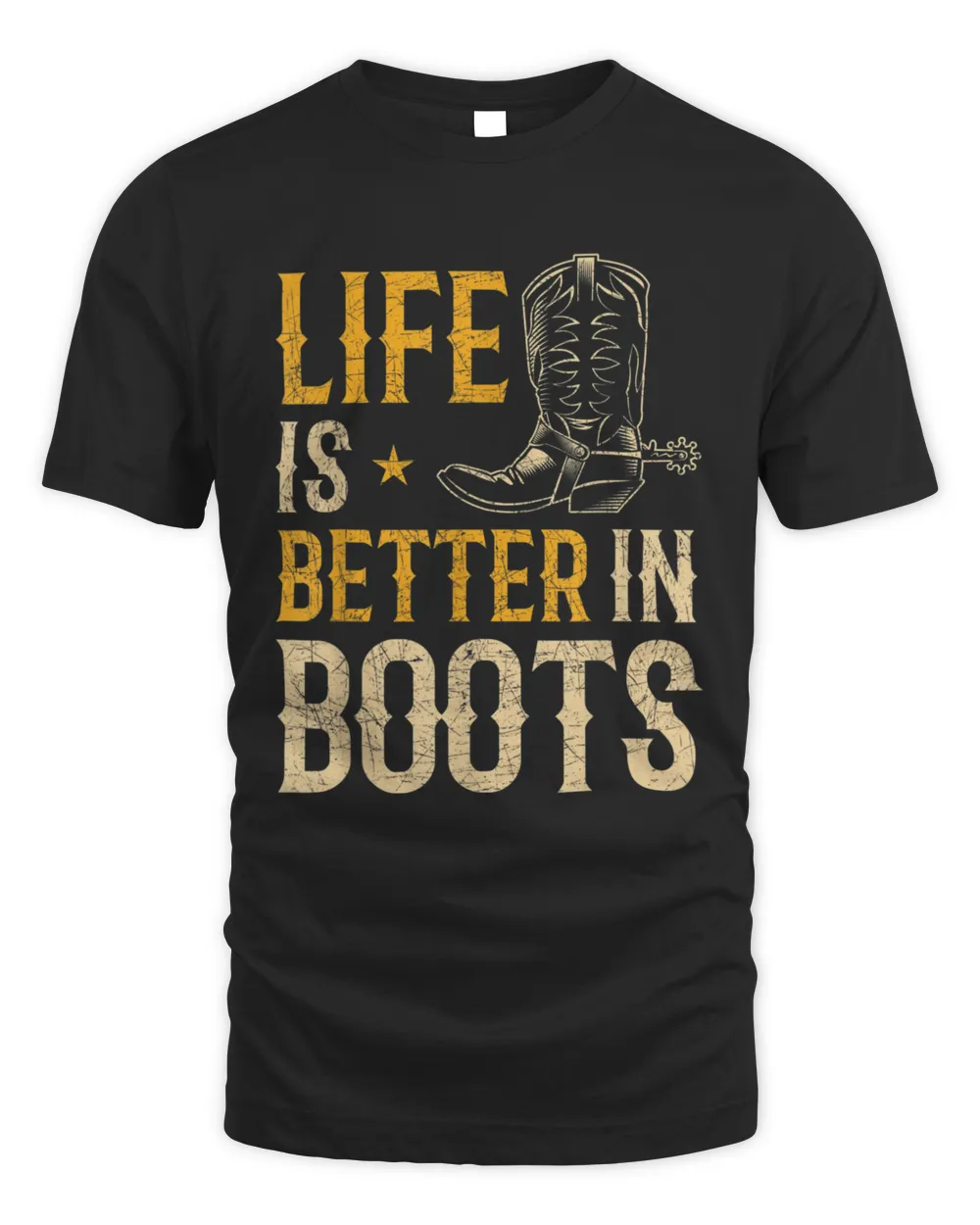 Bull Riding Cowboy Boots Unisex Standard T-Shirt black s