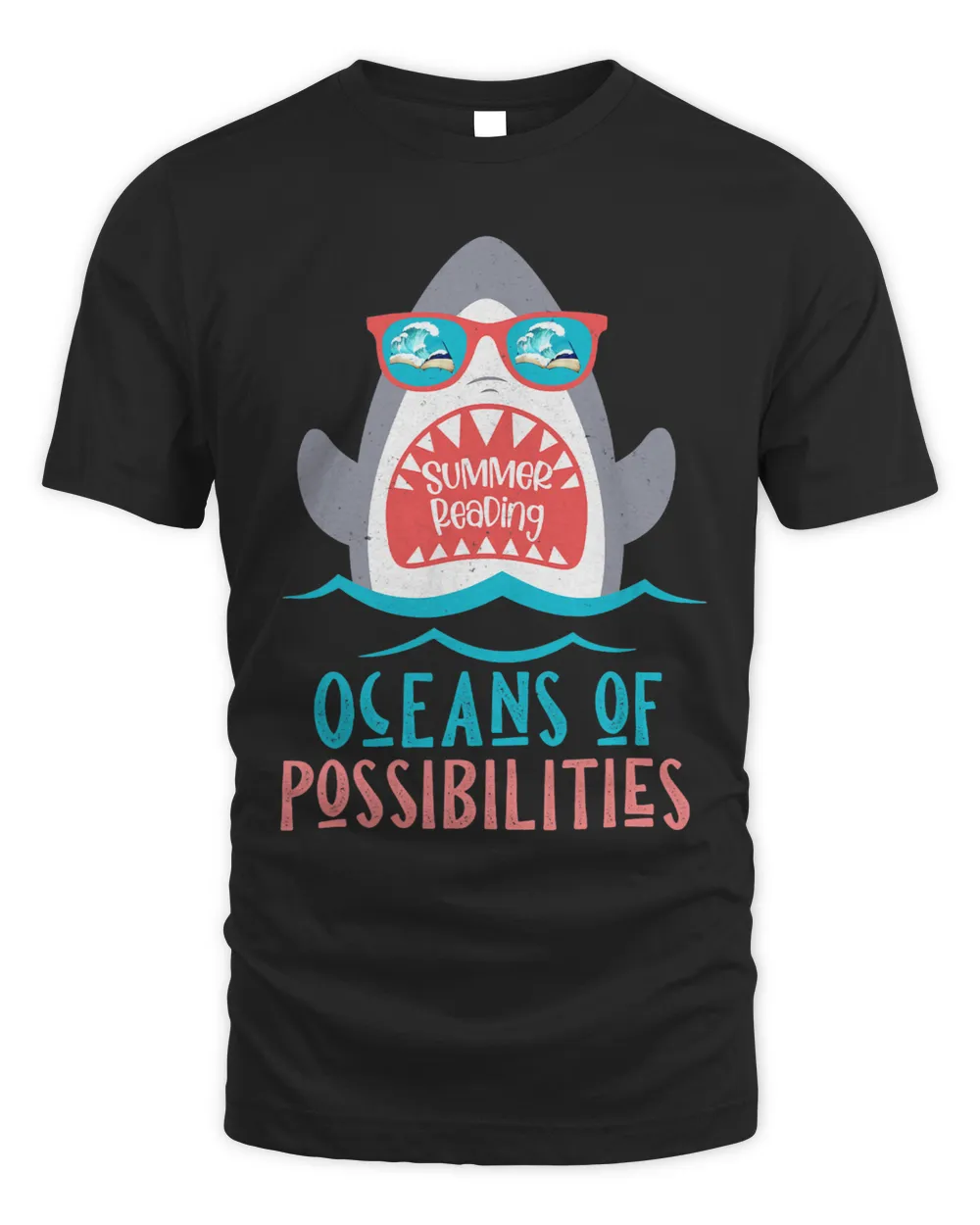 Summer Reading Tshirt Funny Student Teacher Shark Book