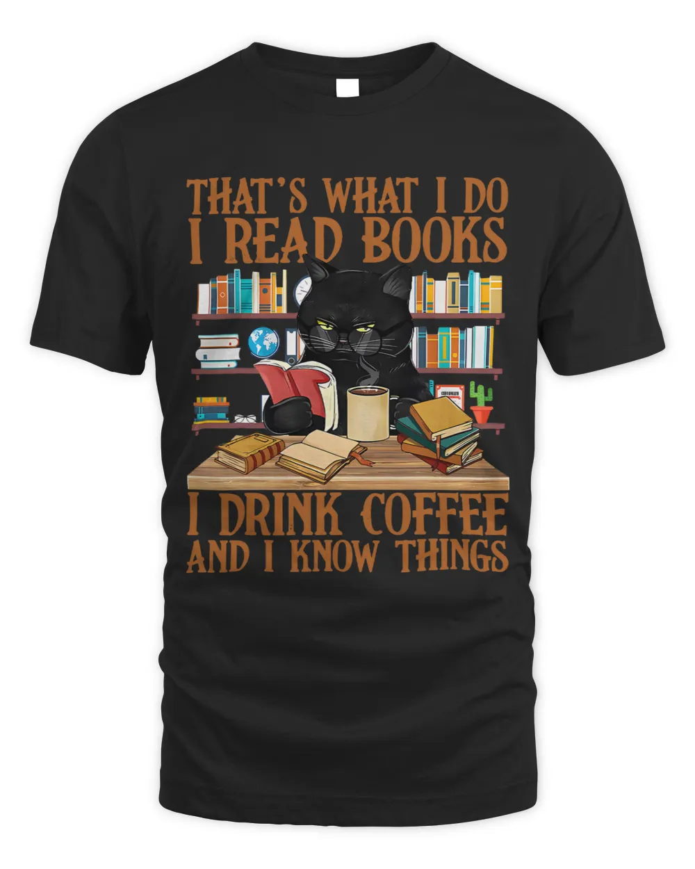 Retro Read Books Coffee Funny Black Cat Kitten Mom Librarian