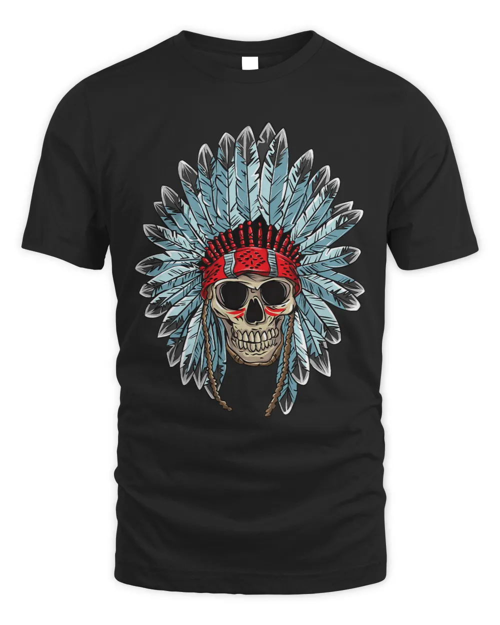 Native American Skull Skull with Indian Feathers