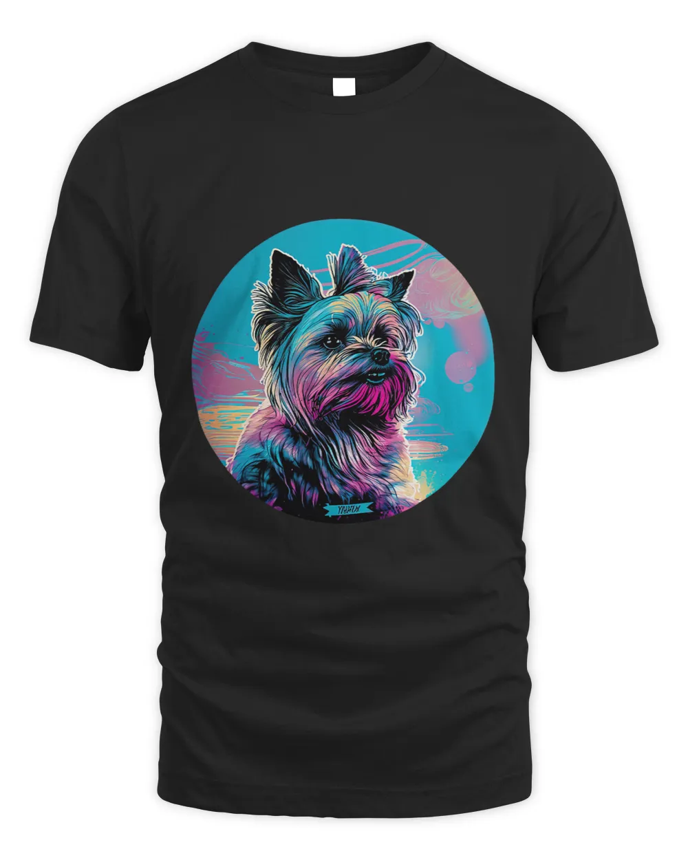 Synthwave Yorkshire Terrier in the 80s Retrowave