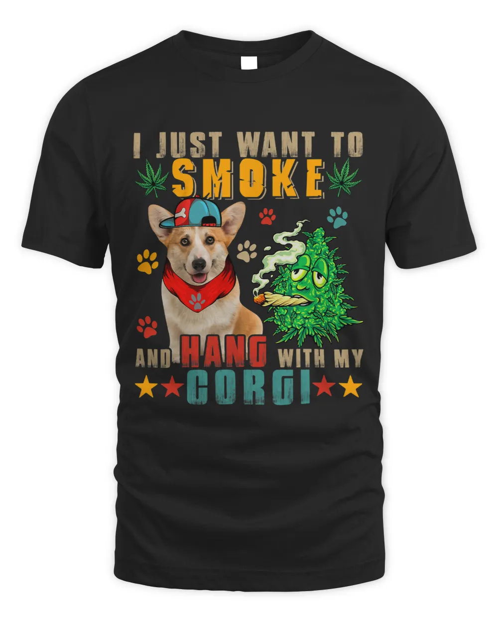 Vintage Smoke And Hang With My Corgi Funny Smoker Weed