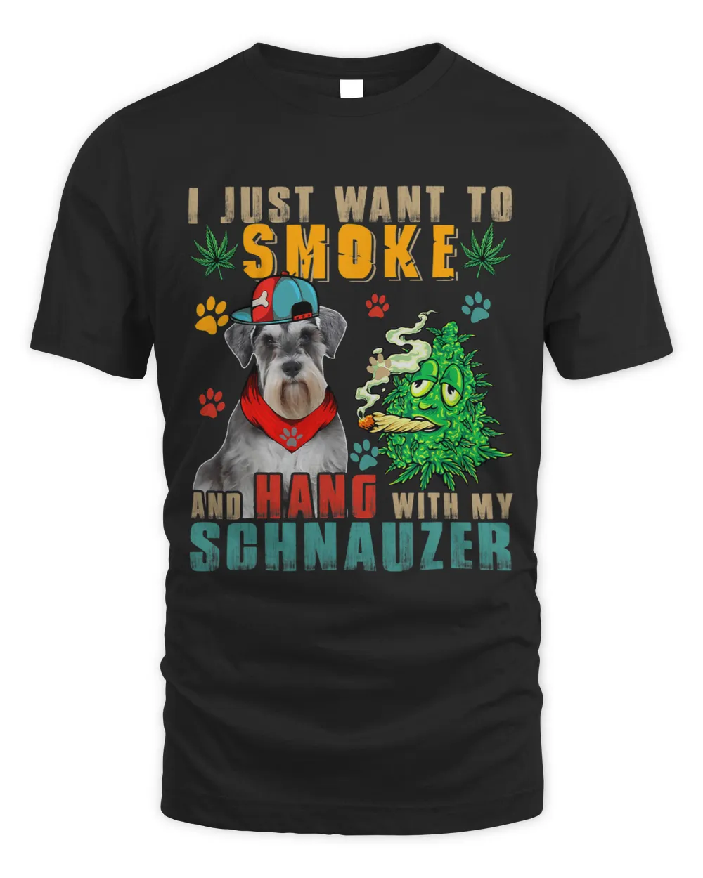 Vintage Smoke And Hang With My Schnauzer Funny Smoker Weed