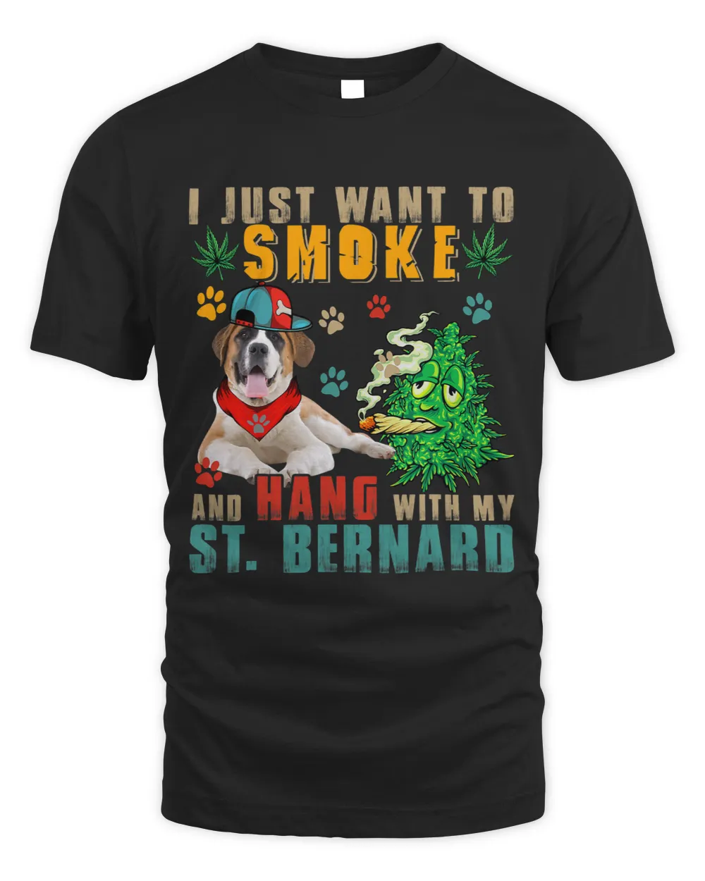 Vintage Smoke And Hang With My St. Bernard Funny Smoker Weed