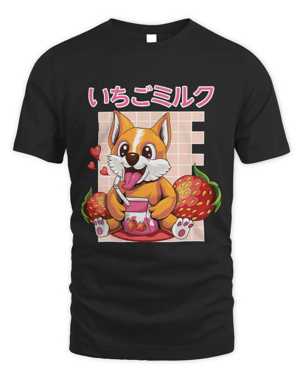 Strawberry Corgi Milk Shake 90s Japanese Otaku Aesthetic