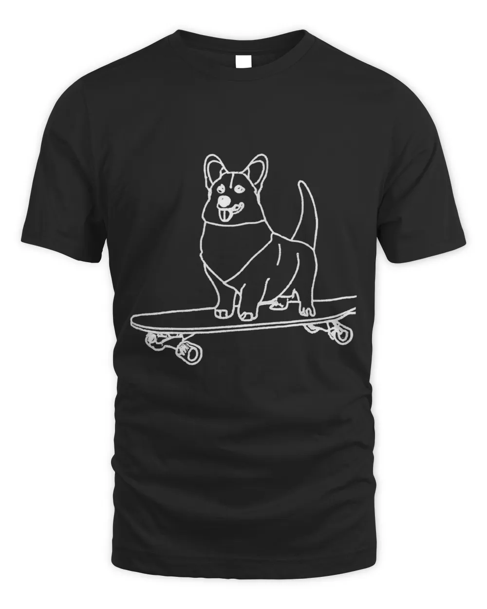 Corgi Skateboarding Outline Line Drawing Skater Corgi Dog