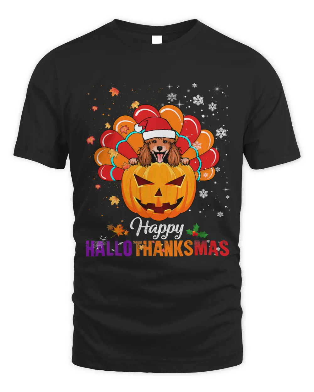 Poodles happy hallothanksmas turkey santa poodle pumpkin fall 356 Poodle dog