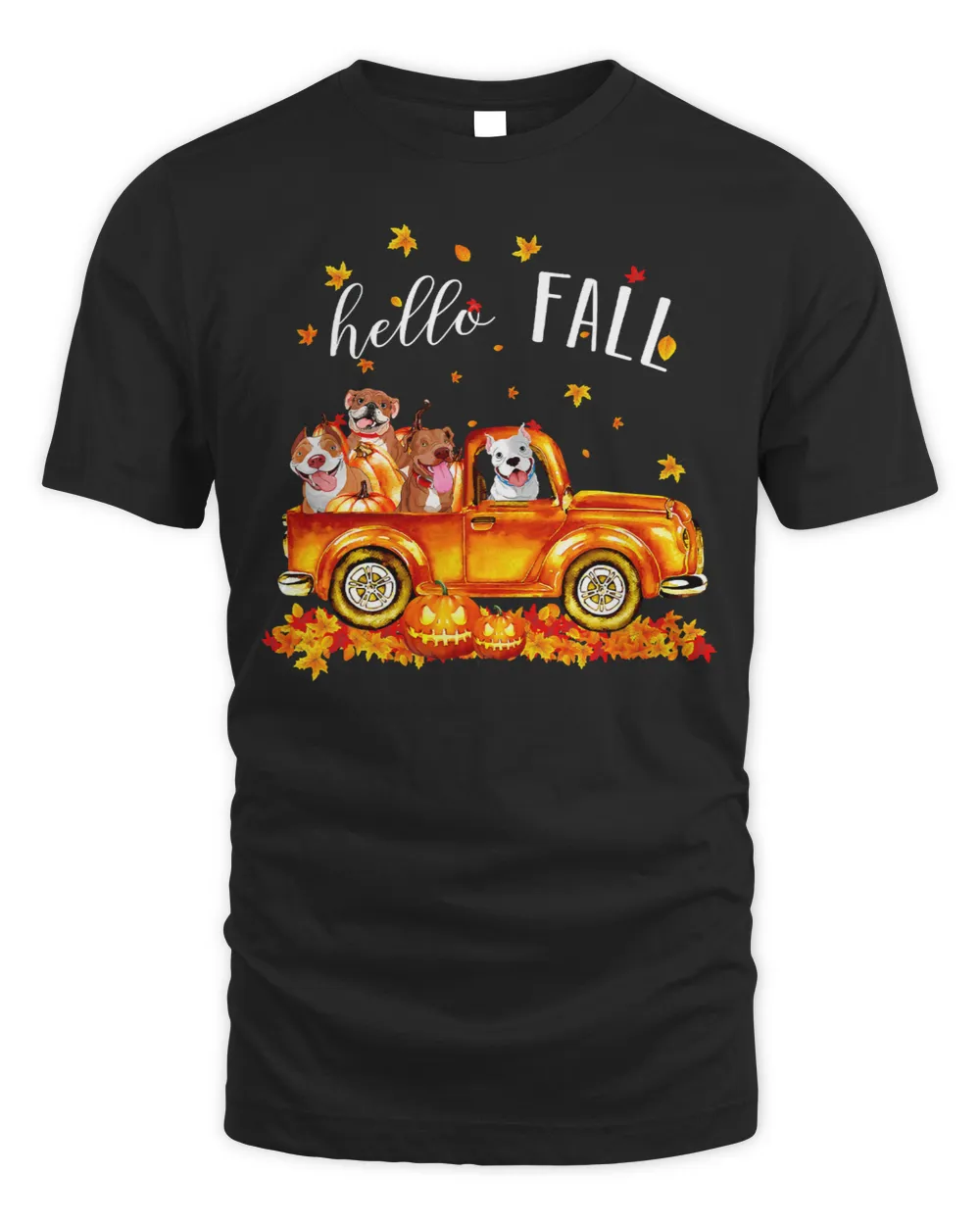 Bully Hello Fall Pitbulls in Car Pumpkin Happy Halloween 388 Pitbull Dog