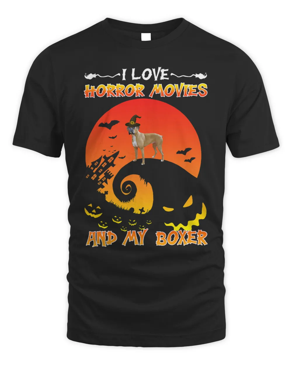 Boxer Funny I Love Horror Movies And My Boxer Halloween Boxers Dog