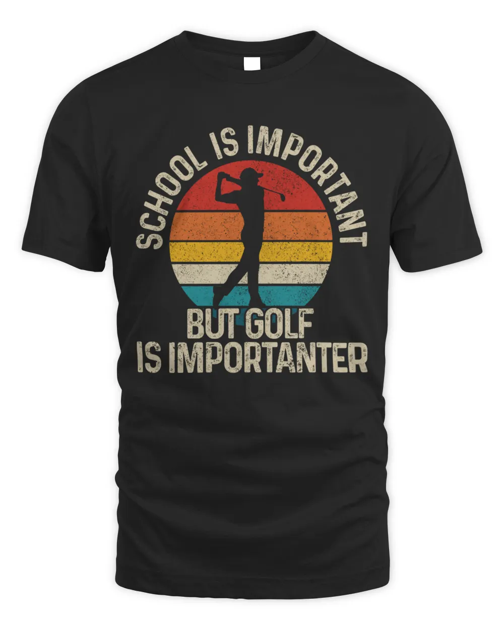 School is important but golf is importanter Unisex Standard T-Shirt black s