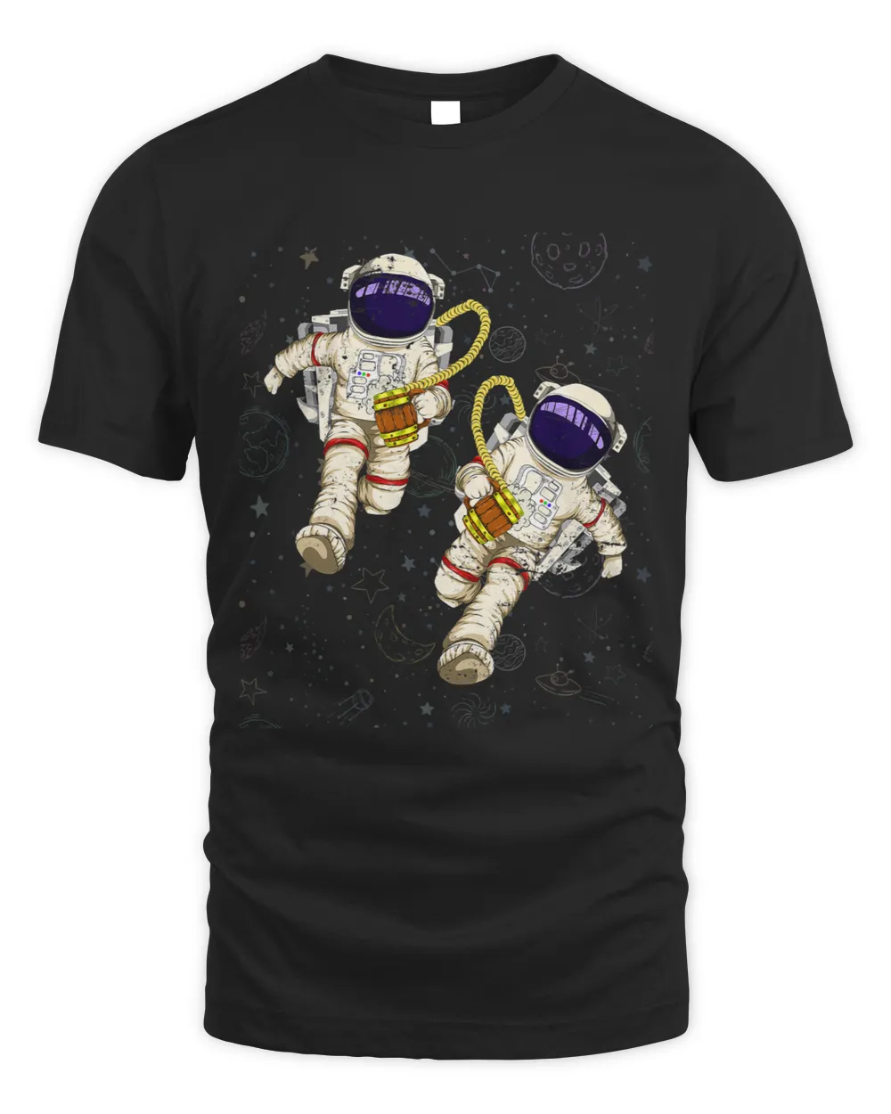 Funny Astronauts Beer Drinking Scientist Outer Space Science Unisex Standard T-Shirt black s