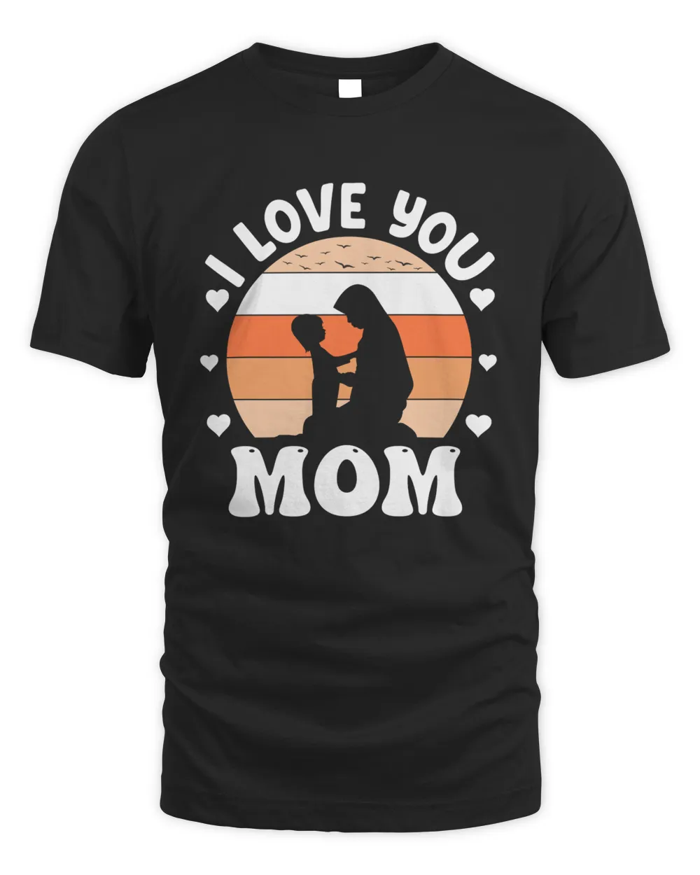 I Love You Mom Heart Unisex Standard T-Shirt black s