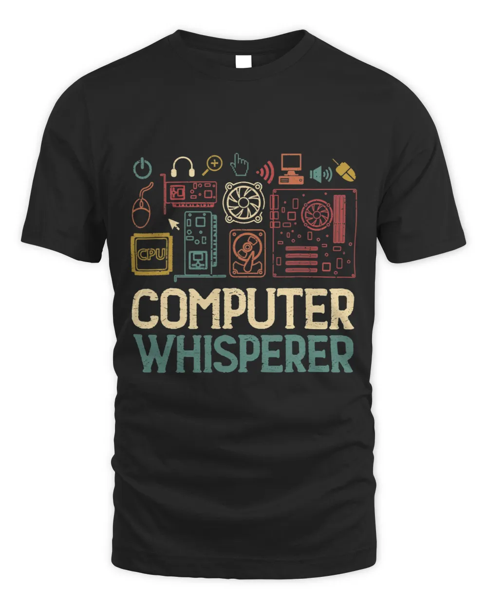 MB35 Funny Computer Whisperer IT Tech Support Nerds Geek Unisex Standard T-Shirt black s