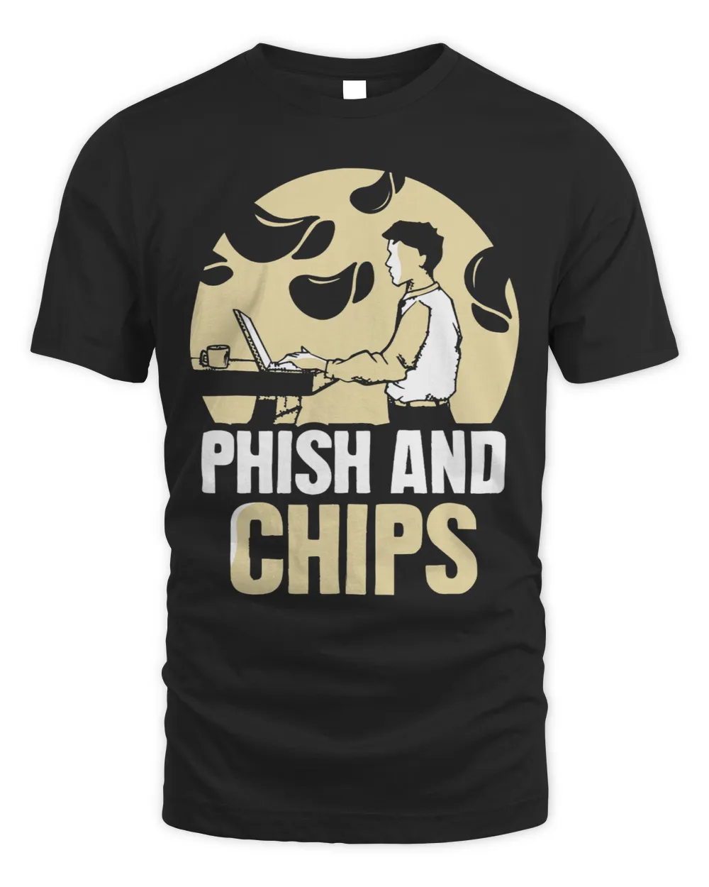 Phish And Chips Hacking Hacker Hack Computer It Unisex Standard T-Shirt black s