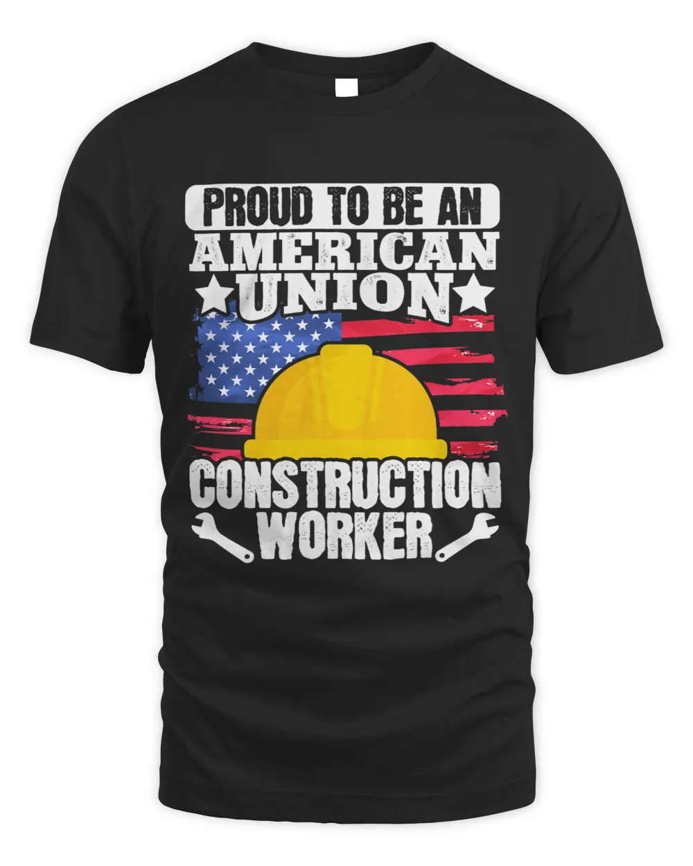 American Union Construction Worker USA Flag 4th of July