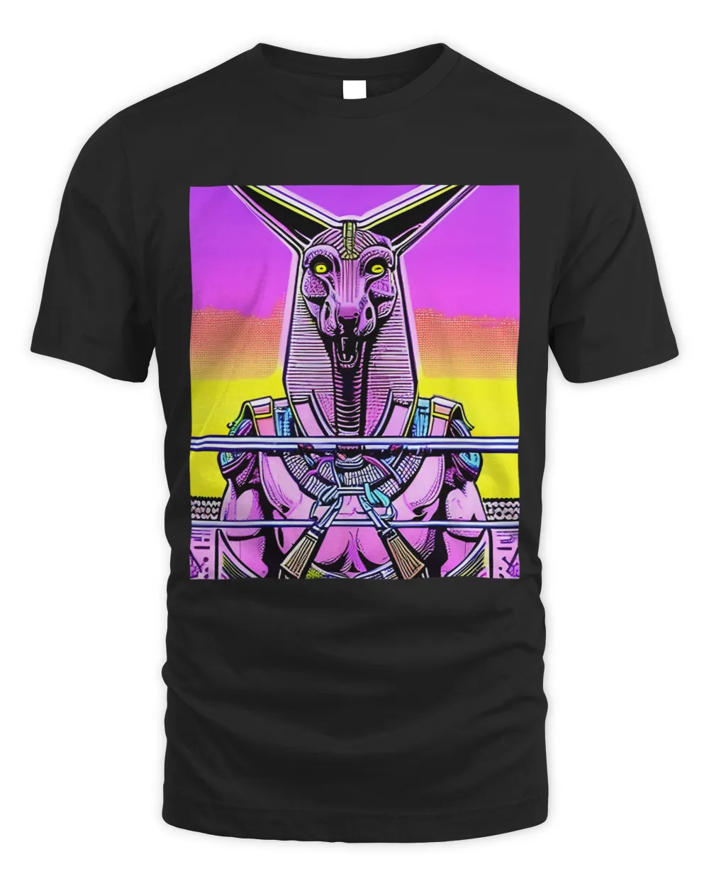 AI Deep Learned Design of TRex Ankh of Anubis Unisex Standard T-Shirt black s