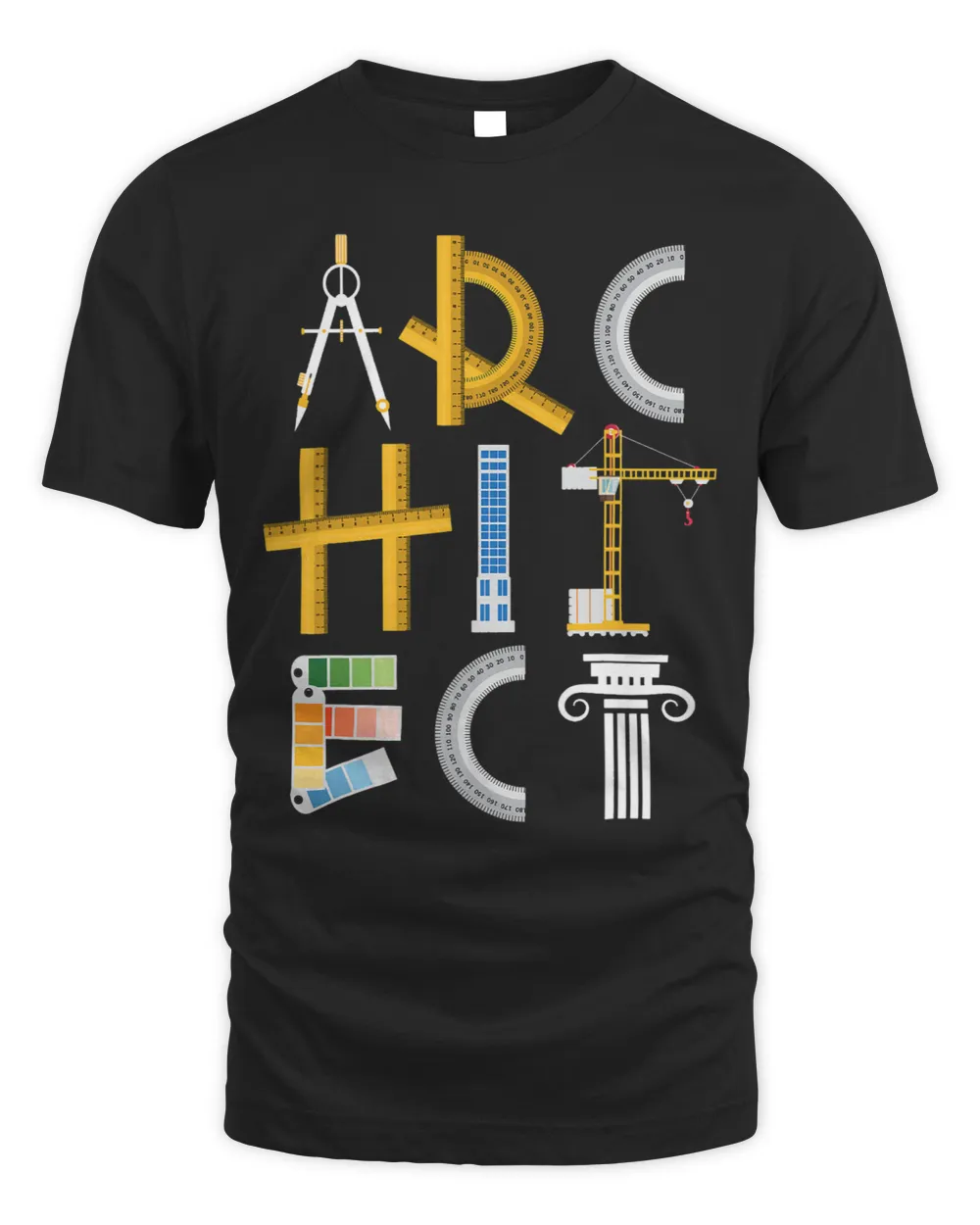 Architect Artwork Drawing Design Architecture Construction Unisex Standard T-Shirt black s