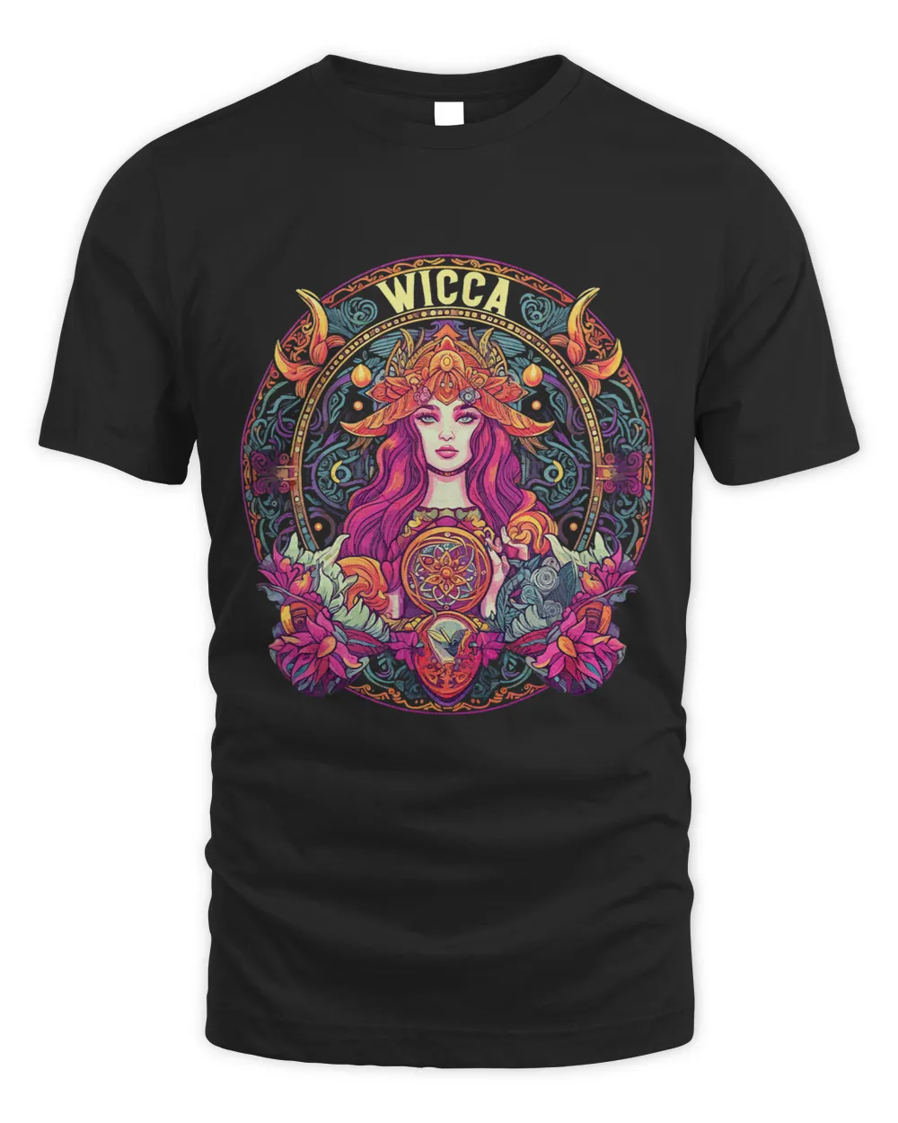 Magic Circle Of The Elements With Wiccan Initial 1 Unisex Standard T-Shirt black s