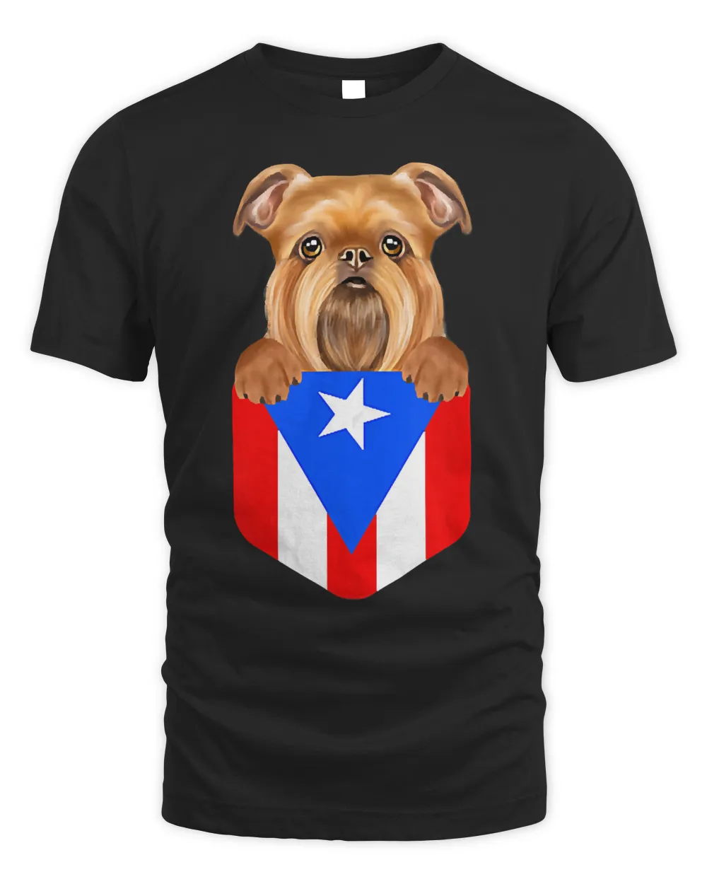 Puerto Rico Flag Brussels Griffon Dog In Pocket Tank Top
