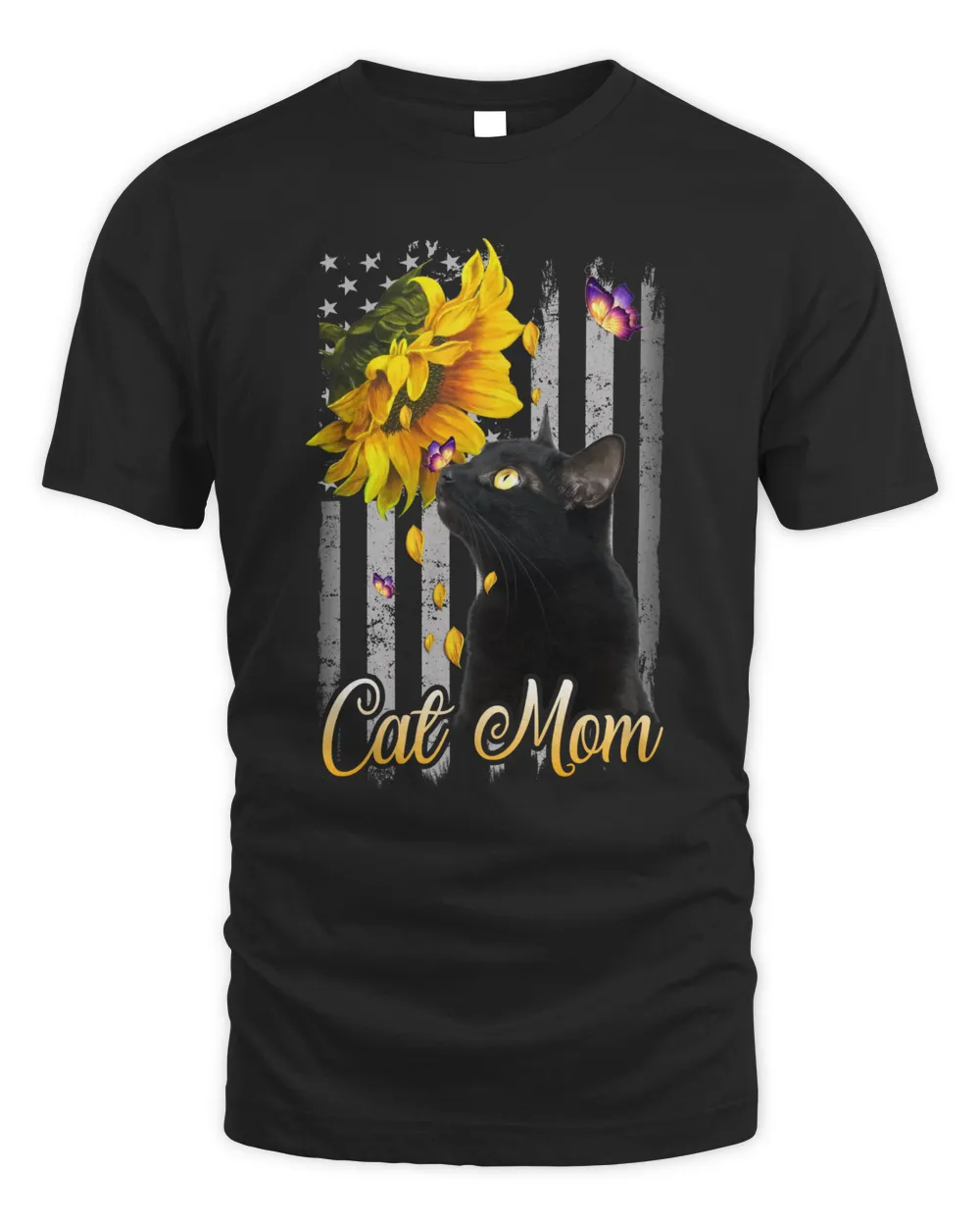 Mom Flag Sunflower Cat