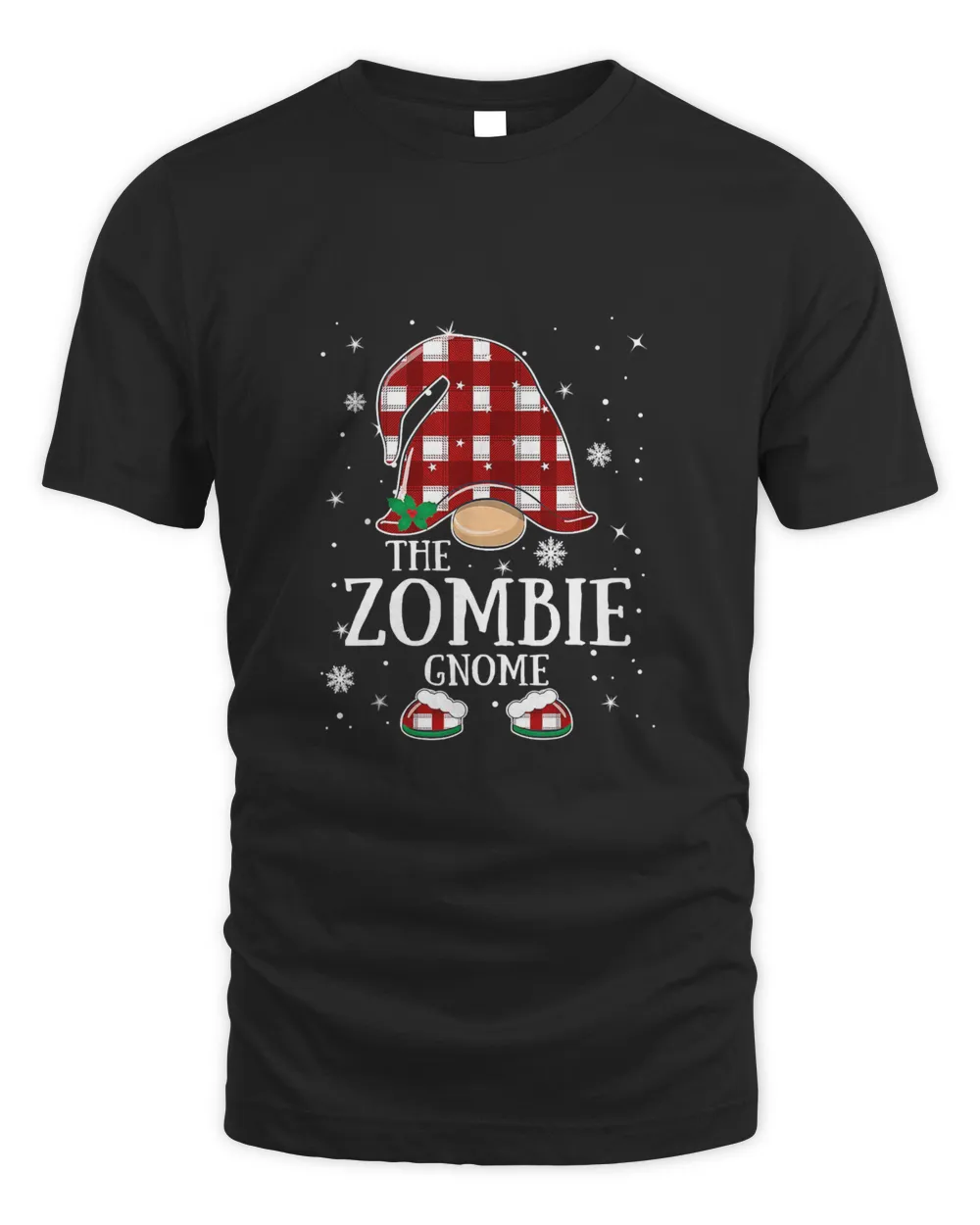 Zombie Gnome Buffalo Plaid Matching Family Christmas Pajama T-Shirt