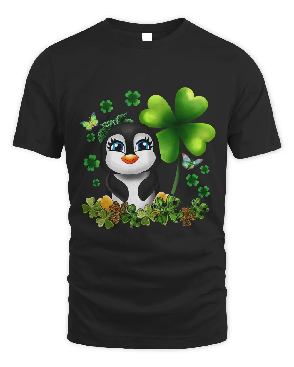 Girls St Patricks Day Penguin Kids Green Shamrock Women Gift T-Shirt Men's Standard T-Shirt black s