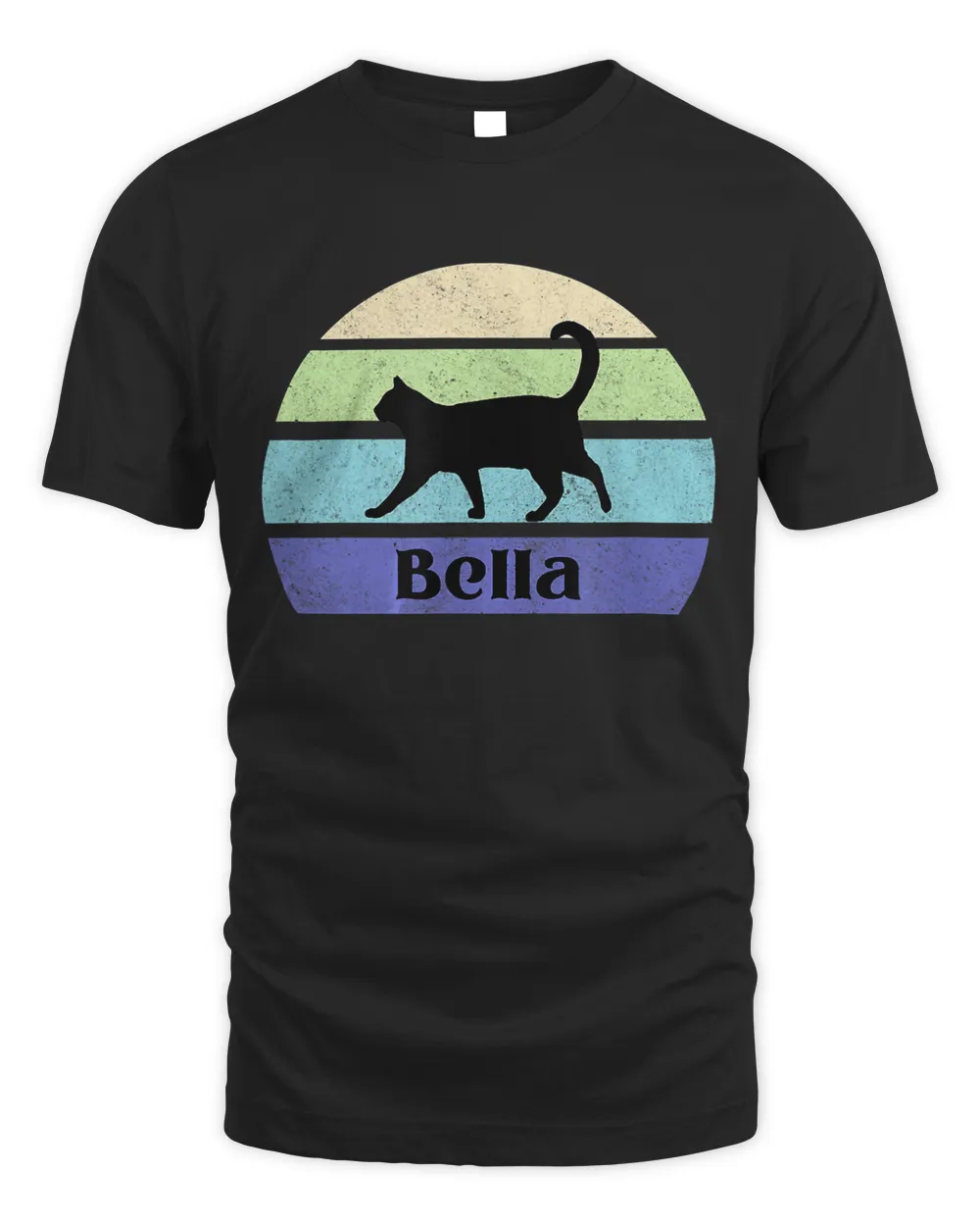 Belle- Silhouette Cat with Vintage, Retro style Cat Name T-Shirt