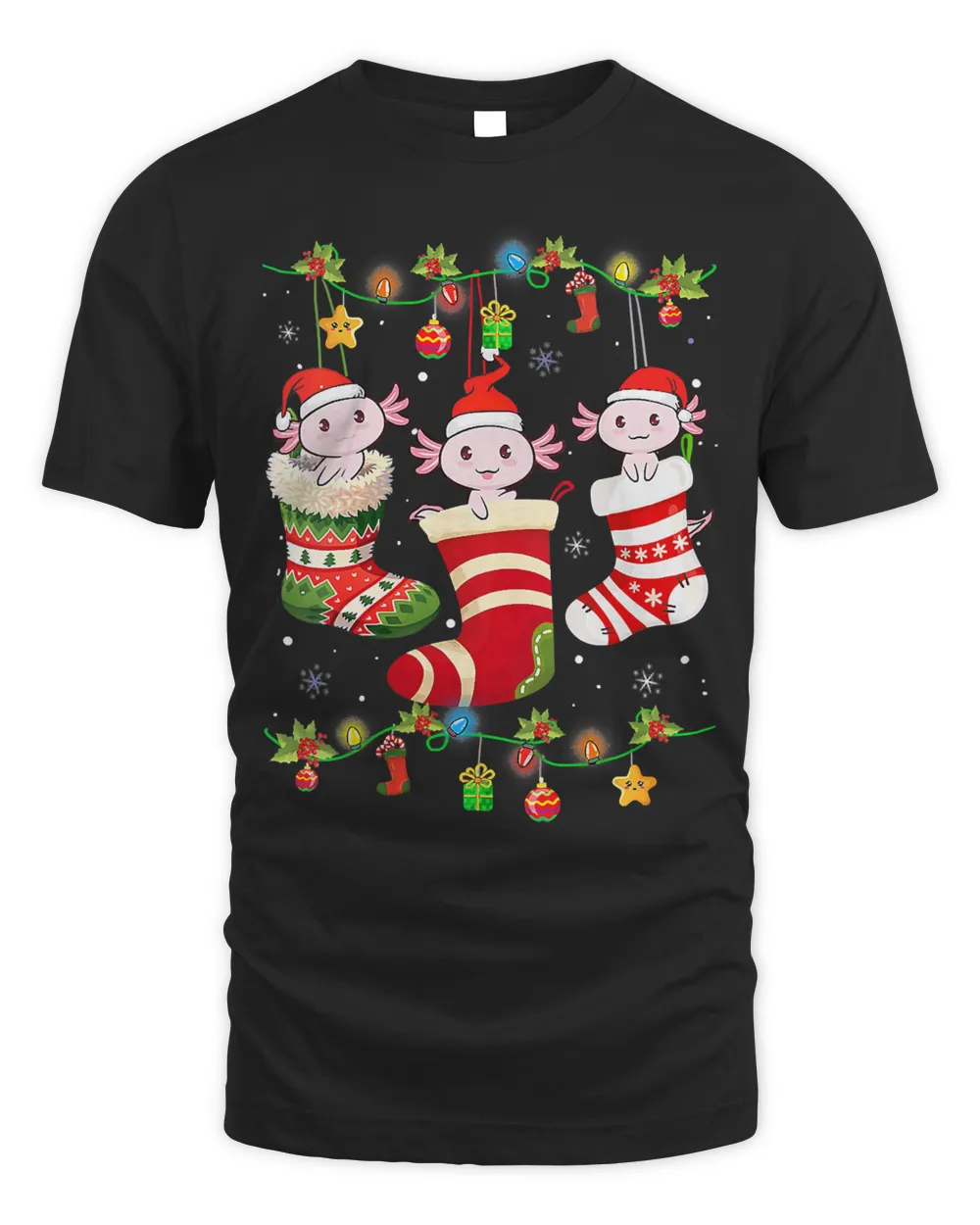 Axolotl Socks Christmas Light Funny Family Pajamas Xmas 448
