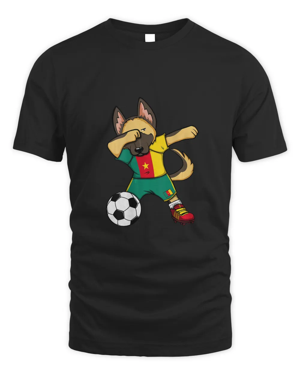 Dabbing German Shepherd Cameroon Soccer Fans Jersey Football T-Shirt