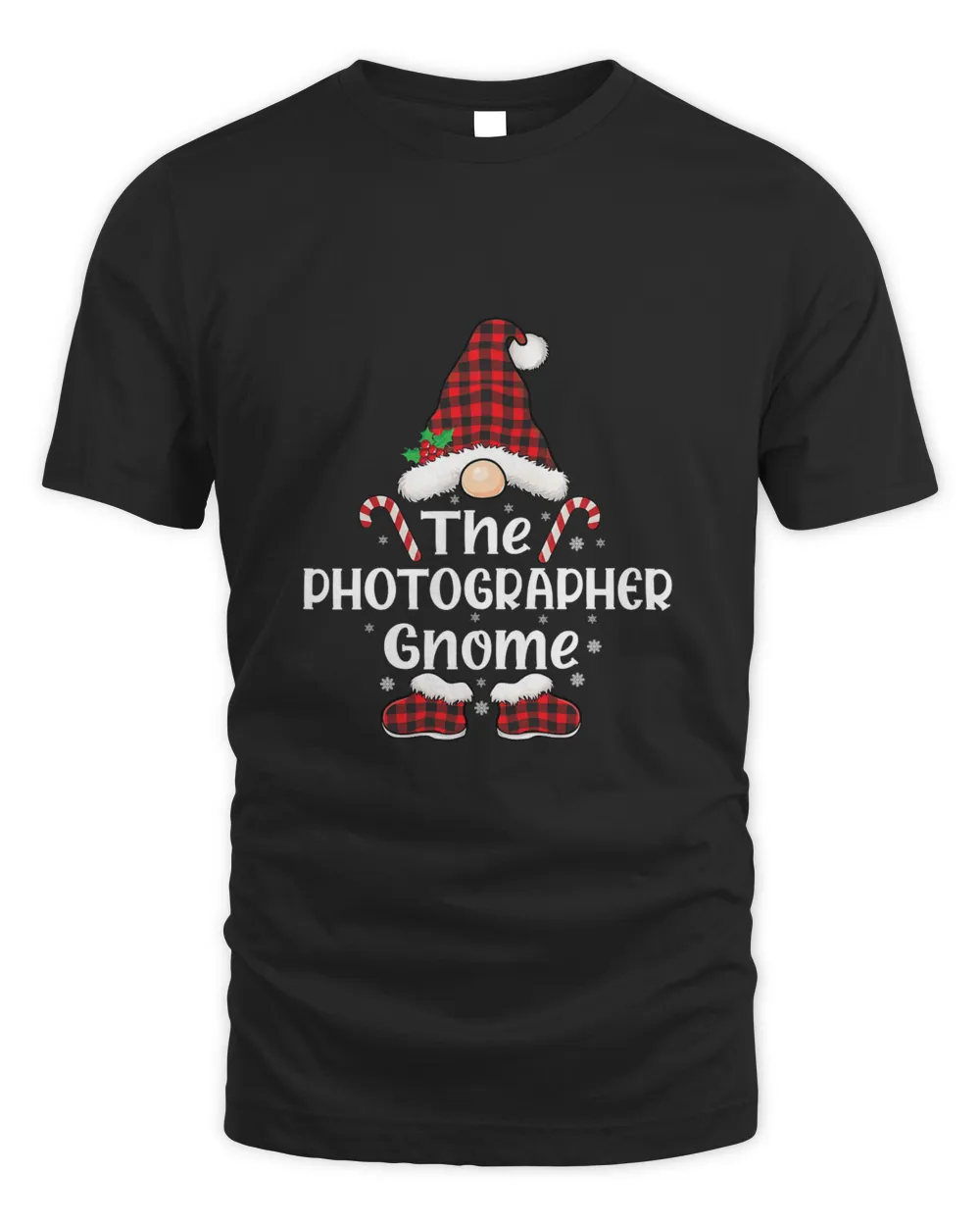 Photographer Gnome red check Plaid pattern Christmas gnome T-Shirt