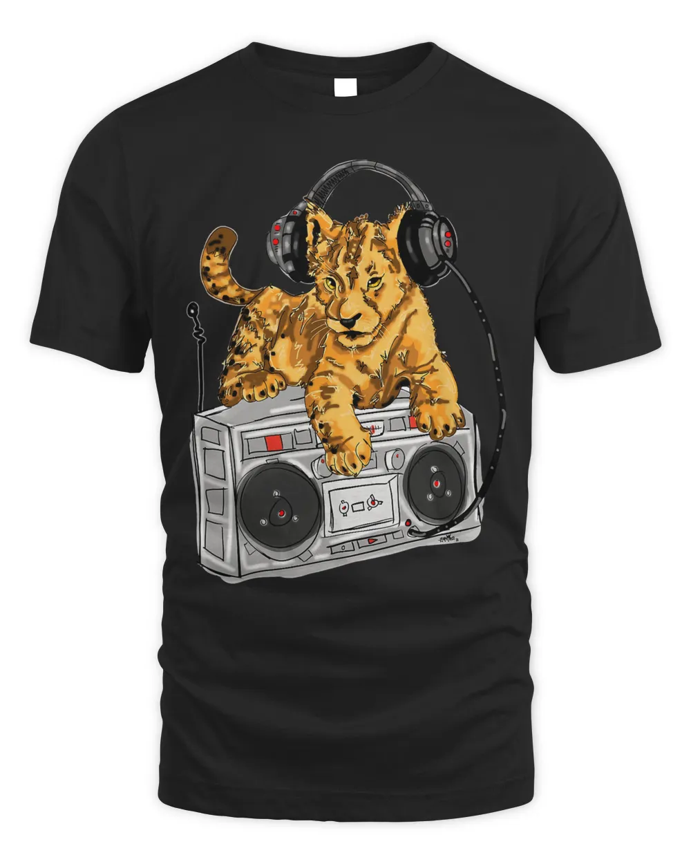 African Lion cub Hip Hop Boombox by Artist Zamiro T-Shirt