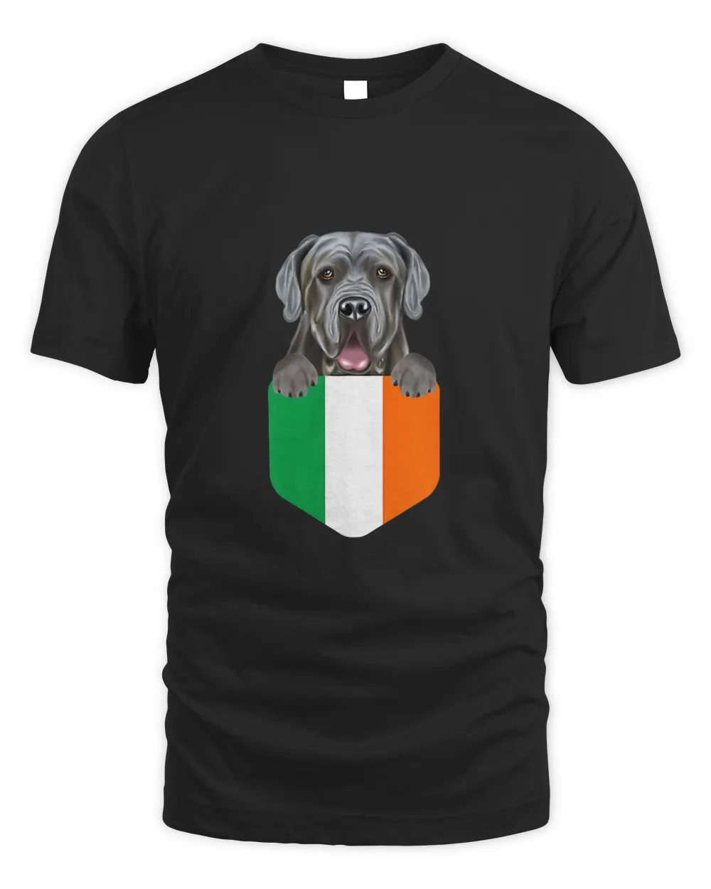 Ireland Flag Neapolitan Mastiff Dog In Pocket T-Shirt